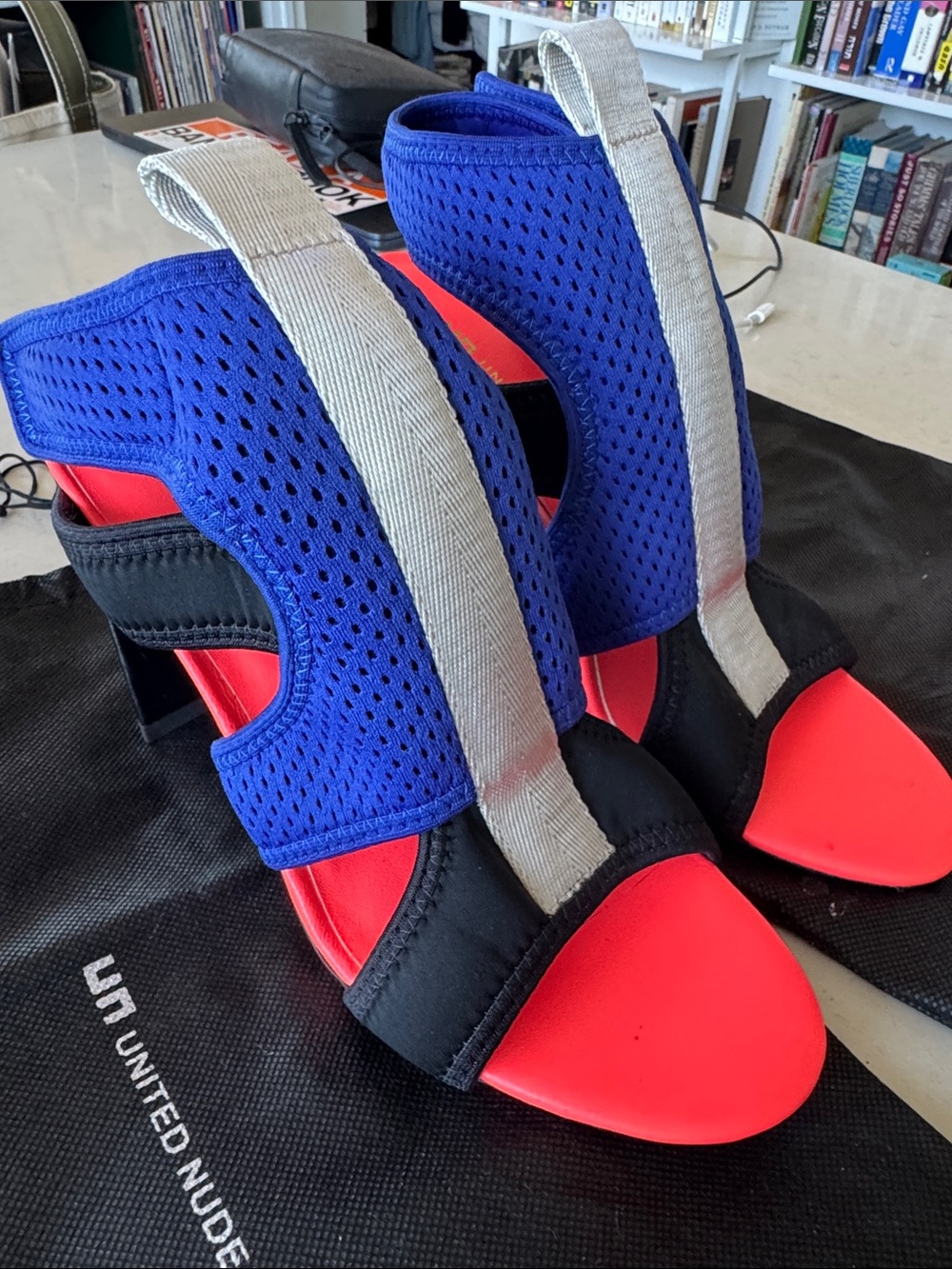 United Nude Blue and Red Open-Toe Block Heel Sandals by - Picture 9 of 10